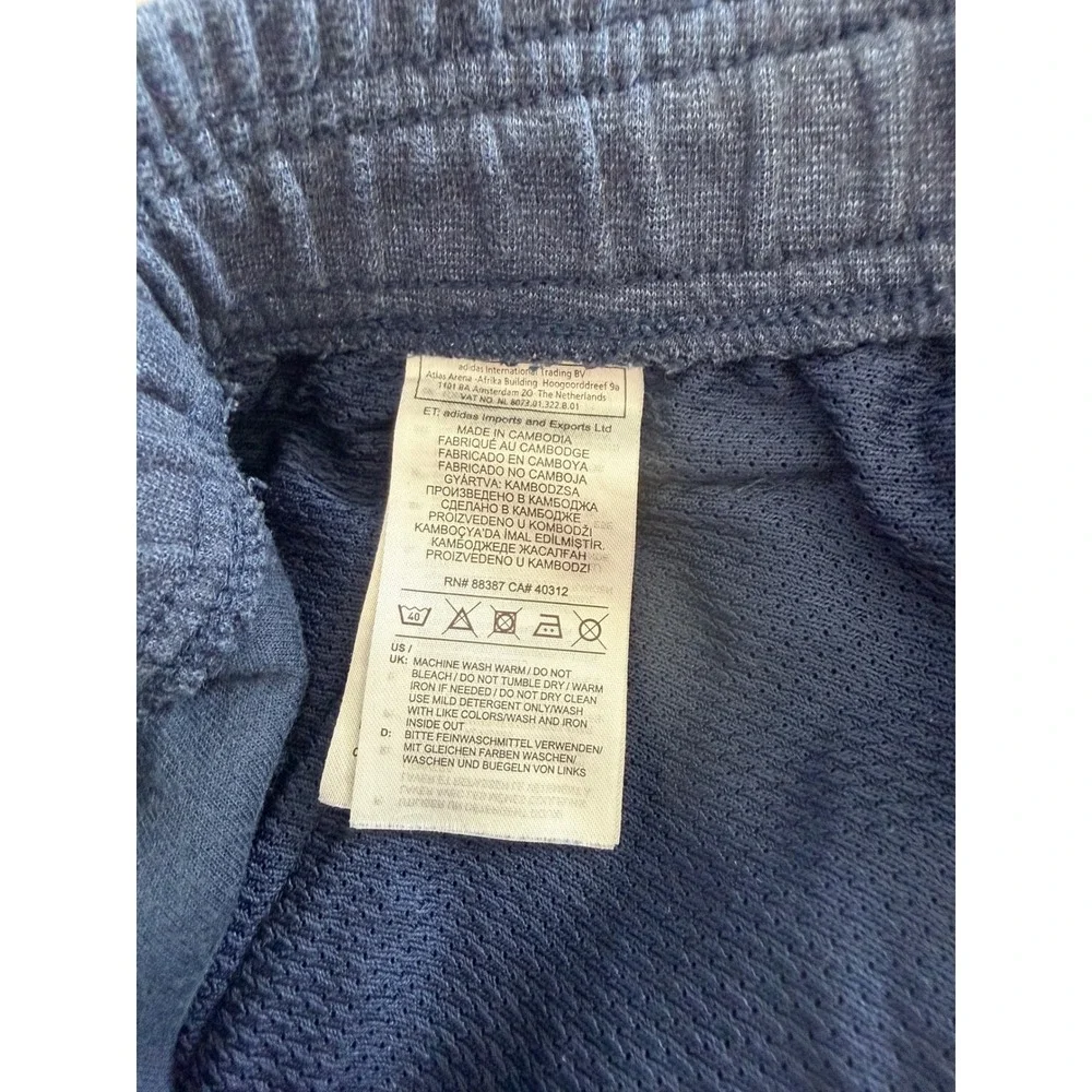 Adidas Mens Navy Blue Heather Fleece Jogger Sweatpants Large Embroidered Logo